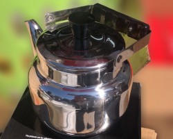 ابريق شاي تقليدي   500 مل عنق عالي ستانلس مقبض اسود عظم